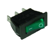 INTERRUPTOR UNIPOLAR LUMINOSO VERDE 16A 3FASTON DE 6.3mm(MEDIDAS 11X30)