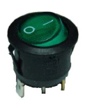 INTERRUPTOR UNIPOLAR LUMINOSO VERDE 3FASTON DE 4.8mm 16A DIAMETRO 17mm